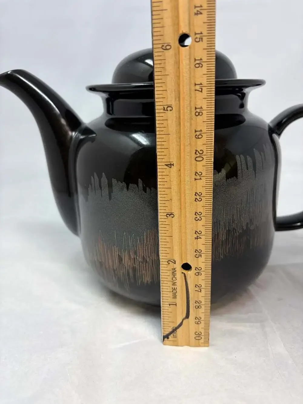Vintage Arabia Finland Aurora Borealis Black Ceramic Teapot by Inkeri Leivo